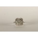 Diamond Clover Ring, set with baguette cut diamonds and brilliant cut diamonds, total diamond weight