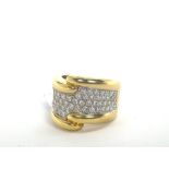 18ct Pave Set Diamond Wide Twist Band,