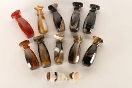 A Group of 11 Agate Seals, plain seals in banded agate, onyx and chalcedony', from approximately