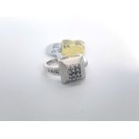 9ct Diamond Square Dress Ring, diamond set top and shoulders, in 9ct white gold