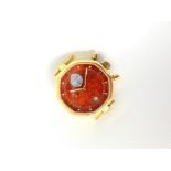 GENTLEMANS 18K GERALD GENTA CHRONOGRAPH MODEL G3161.6, circular wood dial with gold hands, gold