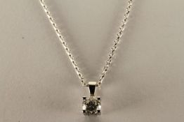 Diamond Solitaire Pendant, round brilliant cut diamond approximately 0.53ct, 4 claw set, stamped