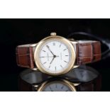 GENTLEMENS BUCHERER AUTOMATIC DATE WRISTWATCH, circular white dial with gold baton hour markers