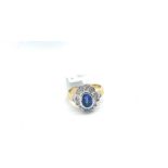 Sapphire and Diamond Cluster Ring