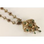 Austro Hungarian Necklace, Mounted with Emeralds, Diamonds, Pearls intergraded chain with Garnets