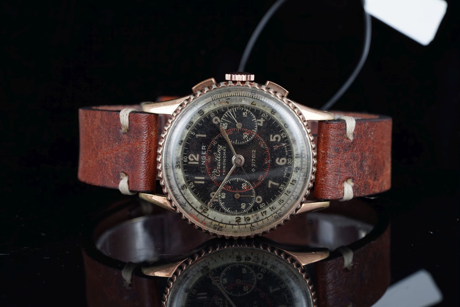 RARE GENTLEMENS BREITLING CHRONOMAT X SINGER SIGNED DIAL CHRONOGRAPH WRISTWATCH REF. 769 CIRCA