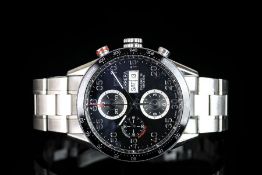 GENTLEMENS TAG HEUER CARRERA CHRONOGRAPH WRISTWATCH REF. CV2A10-1, circular triple register black