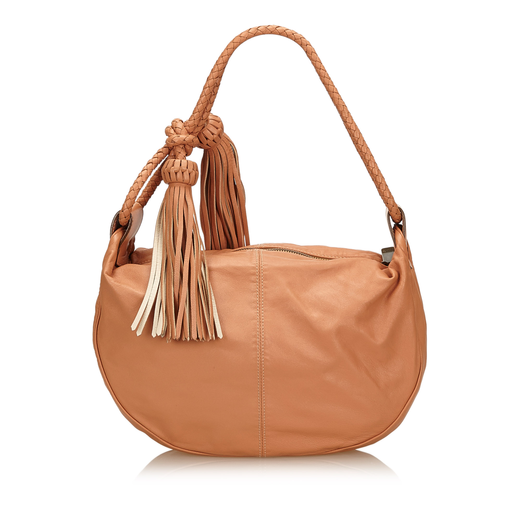 Mulberry Leather Tassel Shoulder Bag, this shoulder bag features a leather body, braided straps, a - Image 3 of 8