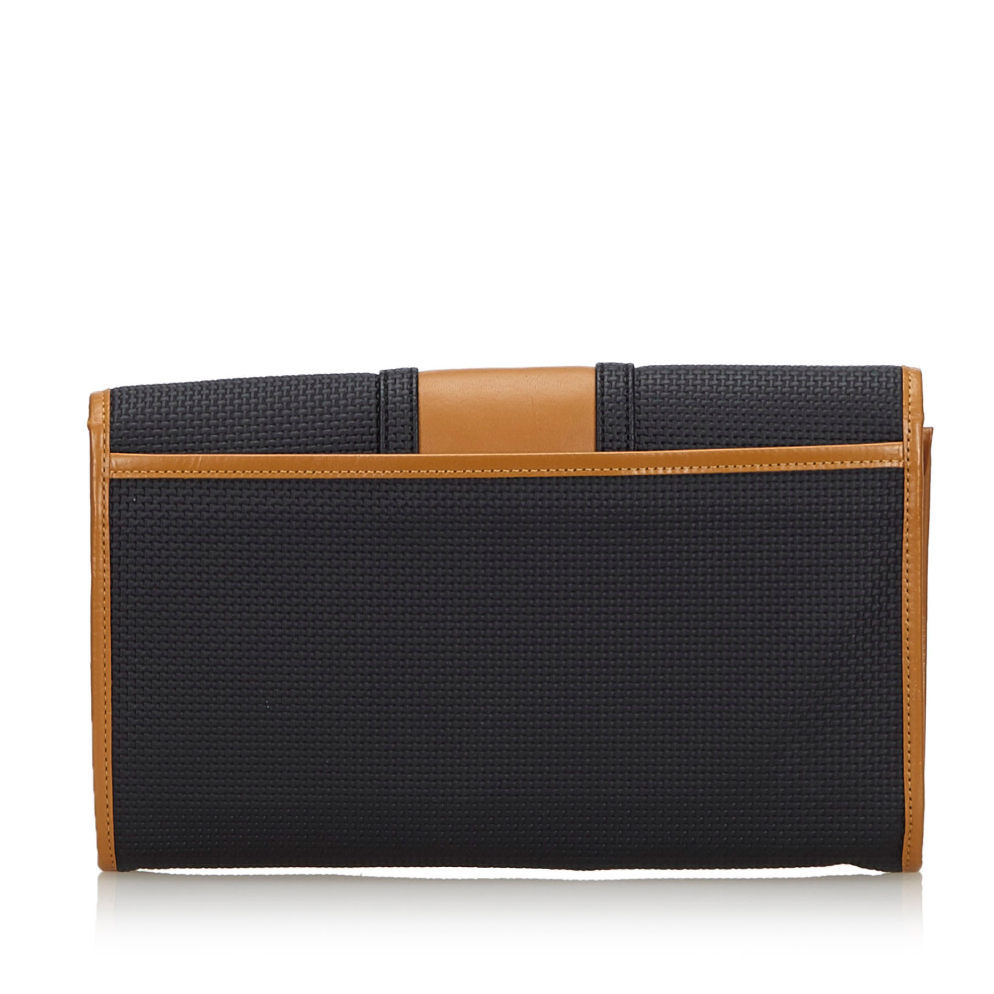YSL Woven Flap Clutch Bag, this clutch bag features a PVC body with leather trim, a front flap - Image 3 of 8