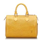 Louis Vuitton Epi Speedy 25 Boston Bag, the Speedy 25 features an epi leather body, rolled