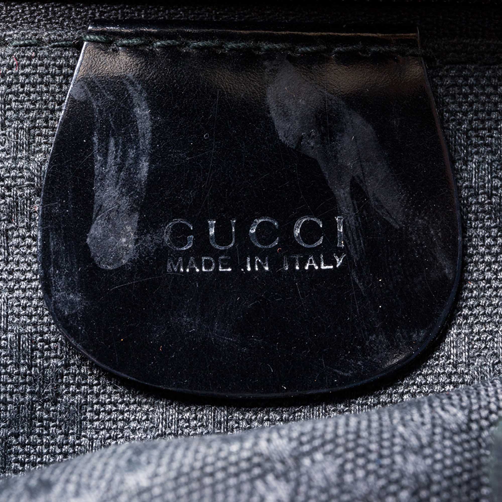 Gucci Bamboo Nylon Drawstring Backpack, this backpack features a nylon body with leather trim, - Image 6 of 11