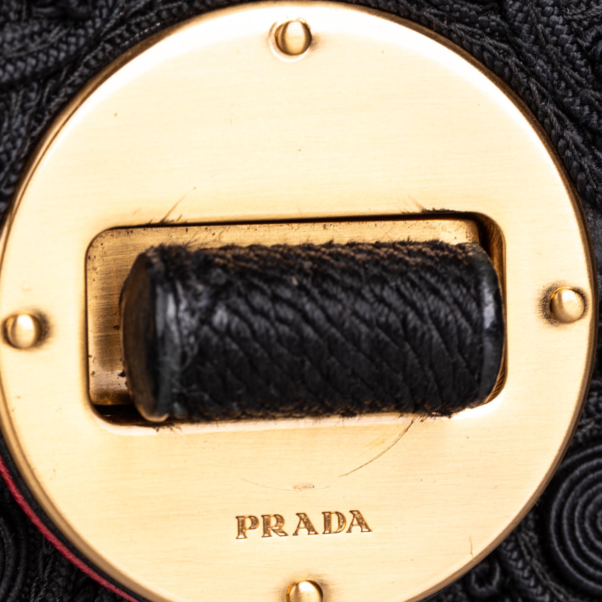 Prada Embroidered Leather Shoulder Bag, this shoulder bag features a leather body with embroidered - Image 6 of 11