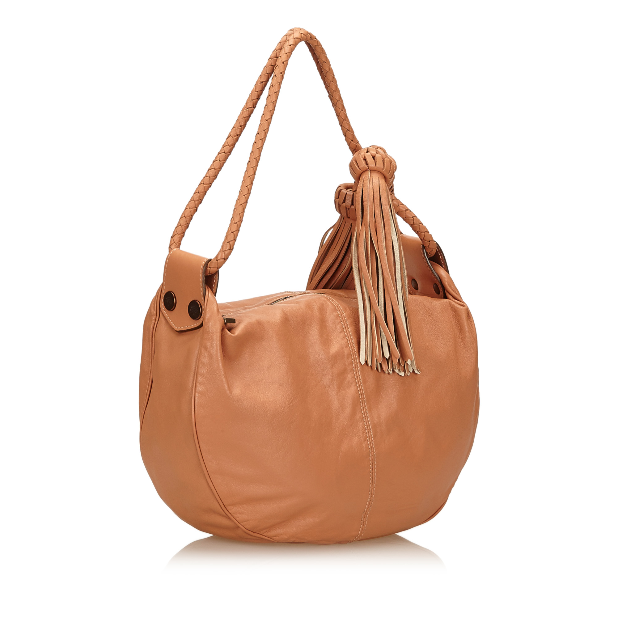 Mulberry Leather Tassel Shoulder Bag, this shoulder bag features a leather body, braided straps, a - Image 2 of 8