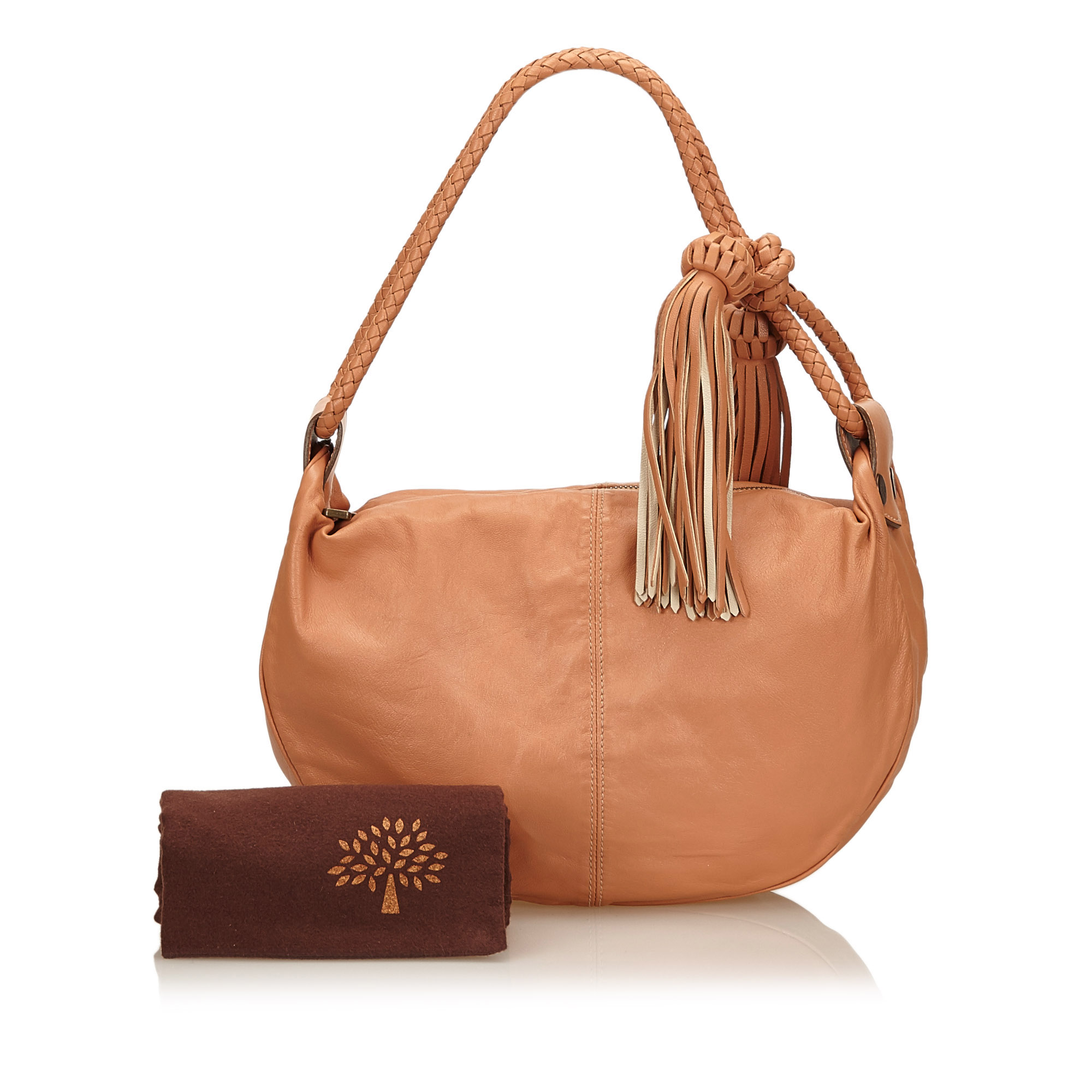 Mulberry Leather Tassel Shoulder Bag, this shoulder bag features a leather body, braided straps, a - Image 8 of 8