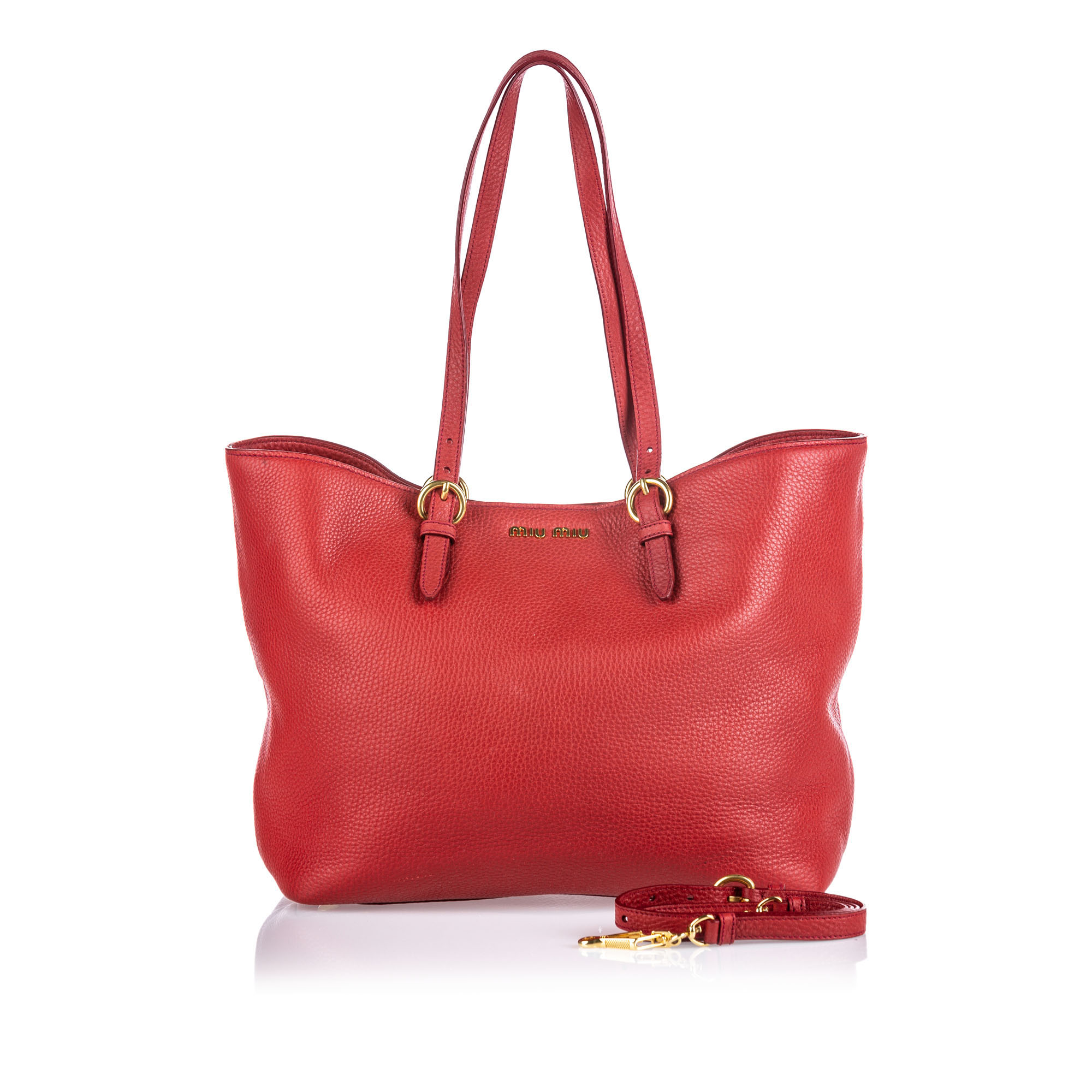 Miu Miu Vitello Daino Shopping Bag, this tote bag features a calf leather body, flat leather straps,