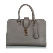 YSL Leather Monogram Cabas Satchel, The cabas monogram satchel features a leather body, rolled