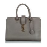 YSL Leather Monogram Cabas Satchel, The cabas monogram satchel features a leather body, rolled