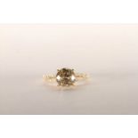 Champagne Diamond Ring, set with a round brilliant cut champagne diamond totalling 2.12ct, 4 claw