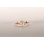 Diamond Solitaire Ring, set with a round brilliant cut diamond totalling 1.05ct, 6 claw set, stamped