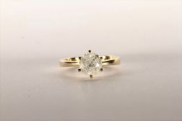 Diamond Solitaire Ring, set with a round brilliant cut diamond totalling 1.62ct, 6 claw set, stamped