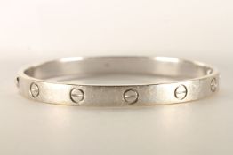 Cartier Love Bangle, stamped 18ct white gold, width 6.1mm, will fit a wristsize of up to