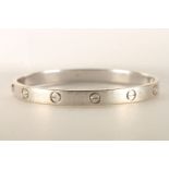 Cartier Love Bangle, stamped 18ct white gold, width 6.1mm, will fit a wristsize of up to