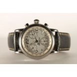 LADIES MONTBLANC MEISTERSTUCK CHRONOGRAPH WRISTWATCH REF 7039, circular silver dial with arabic