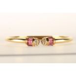 David Morris Pink Sapphire and Diamond Bangle, set with baguette cut pink sapphires and round