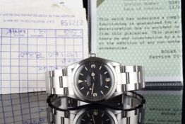 GENTLEMENS ROLEX OYSTER PERPETUAL EXPLORER WRISTWATCH REF. 1016 W/ SERVICE PAPERWORK, circular