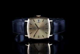 GENTLEMENS OMEGA AUTOMATIC DATE WRISTWATCH REF 162.0042 CIRCA 1976, tv style gold dial with gold and