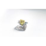 9ct Diamond Dress Ring, oval cluster, diamond shoulders, in 9ct white gold, estimated total