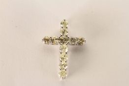 14ct white gold diamond cross pendant set with 11 RBC diamonds totalling 3.65ct, approx