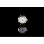 LADIES 9CT GOLD TRENCH WRISTWATCH, circular white dial