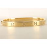 Cartier Love Bangle, stamped 18ct yellow gold, will fit a wristsize of up to approximately 16cm,