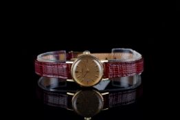 LADIES OMEGA GENEVE WRISTWATCH REF. ST511.213 CIRCA 1967, circular gold brushed dial with gold and