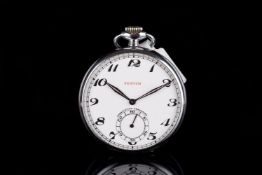 VINTAGE ZENITH POCKET WATCH, circular white dial with black Arabic numerals and a subsidiary dial at