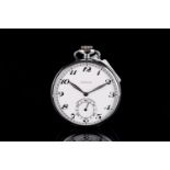 VINTAGE ZENITH POCKET WATCH, circular white dial with black Arabic numerals and a subsidiary dial at