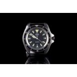 GENTLEMENS CWC DIVERS WRISTWATCH HEAD ONLY 7573314, circular black dial with hour markers and arabic