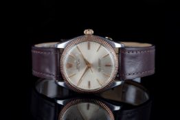 GENTLEMENS ROLEX OYSTER PERPETUAL STEEL & ROSE GOLD WRISTWATCH REF. 1005, circular silver dial