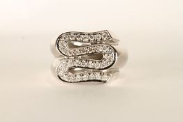 Versace Diamond Ring, set with round brilliant cut diamonds, stamped 18ct white gold, finger size