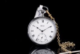 VINTAGE VERTEX REVUE POCKET WATCH CIRCA 1950-60, circular white dial with black roman numerals and a