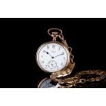 VINTAGE WALTHAM POCKET WATCH CIRCA 1920, circular white dial with black Arabic numerals and a minute
