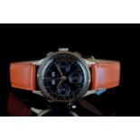 RARE GENTLEMENS RICHARD TRI CALENDAR CHRONOGRAPH 18CT ROSE GOLD WRISTWATCH, circular triple register