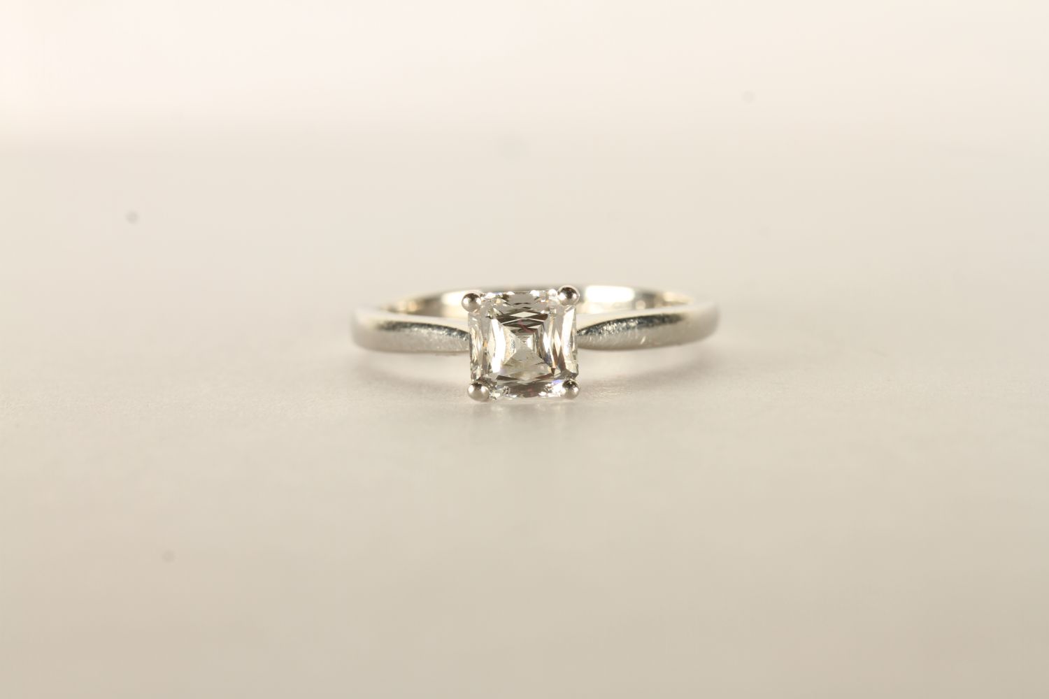 Diamond Solitaire Ring, set with a square crisscut diamond 1.04ct, colour G, clarity VS2, 4 claw