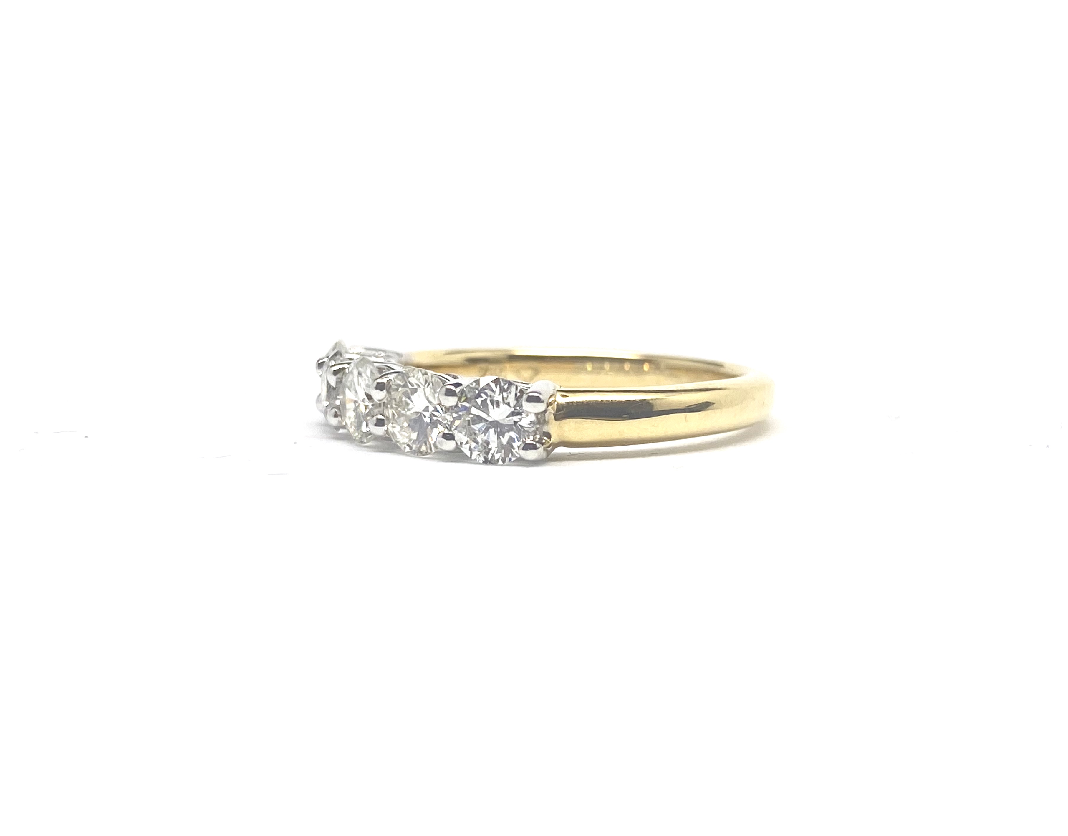 18ct yellow gold 5-stone diamond ring, boxed. Diamonds 1.08ct - Image 4 of 4