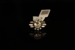 18CT DIAMOND CLUSTER RING,CENTRE STONE ESTIMATED AS 1.92CT ,stamped 750, total weight 5.37 gms, ring