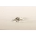 Diamond Halo Cluster Ring, centre diamond 0.50ct,