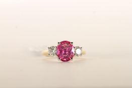 Pink Sapphire and Diamond Trilogy Ring, set with a