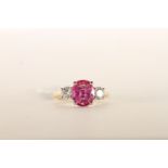 Pink Sapphire and Diamond Trilogy Ring, set with a