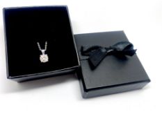 Necklace consisting of 18ct white gold diamond pendant on 18ct white gold chain, boxed. RBC